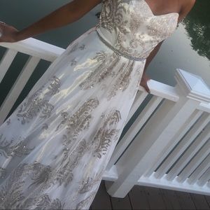 Dillard’s Gold & White Ballgown/ Prom Dress